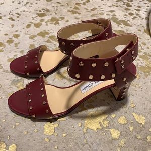 Jimmy Choo Burgundy leather studded sandals 42